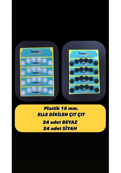 Plastik Çıt Çıt 18 Mm. - ( Beyaz - Siyah )
