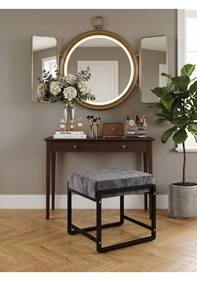 Pure Siyah Ayaklı Babyface Puf 50x40x45 Cm - Modern Bench Antrasit