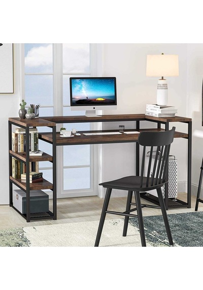 Zizuva Zizuva Tasarım Kitaplıklı Modern Monitor Raflı Çalışma Masası