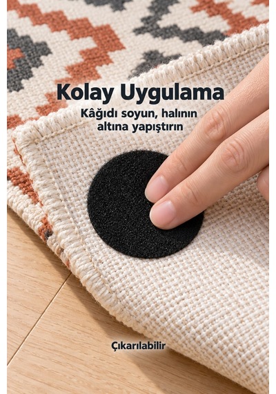 Halı Kilim Kaydırmaz Cırt Yuvarlak Yapışkanlı 5 Cm 5 Adet Koltuk Örtüsü Sabitleyici