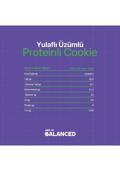 Glütensiz Yulaflı Üzümlü Proteinli Cookie 50 Gr X 6 Adet