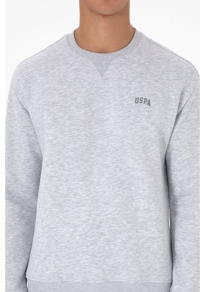 U.S. Polo Assn. Erkek Comfort Fit Bisiklet Yaka Şardonlu Açık Gri Basic Sweatshirt 50313757-VR001