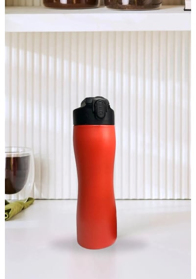 Paslanmaz Çelik Matara Suluk 750 Ml Sporcu Kapak - Kırmızı Kırmızı