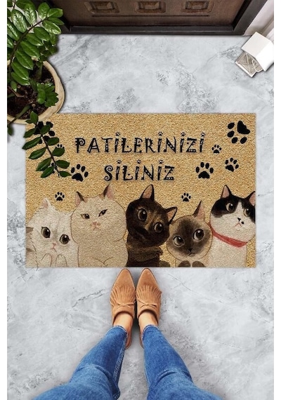 Angry Cats İç ve Dış Kapı Önü Desenli Paspasları