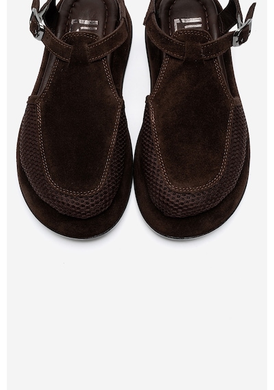 Luvi Shoes Lurelıa Kahverengi Süet Hakiki Deri Fileli Kadın Sandalet