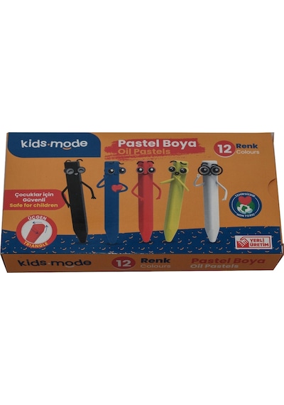 Kidsmode Yağlı Pastel Boya Üçgen 12 Renk Çok Renkli