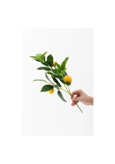 Yapay Limon Dalı Lux 3 Dal 27 Yaprak 50 Cm Sarı