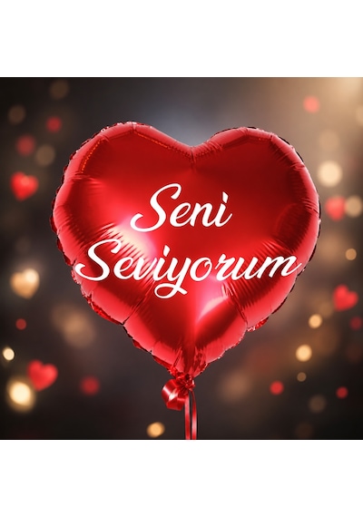 Vıp Kalite 16 Adet 70 Cm Büyük Boy Seni Seviyorum Kırmızı Kalpli Folyo Balon Metalik Kalpli Balon