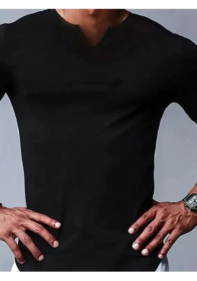 Zennamoda Erkek Kısa Kollu V Yaka Süprem T-shirt Siyah