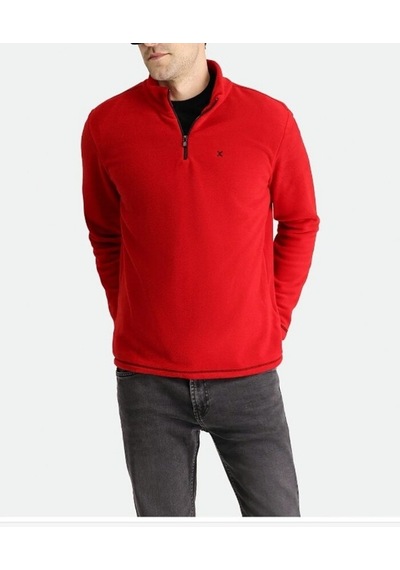 Kiğılı Koyu Kırmızı Yarım Fermuarlı Dik Yaka Soğuk Geçirmez Tüylenme Yapmayan Polar Sweatshirt Kiğılı Koyu Kırmızı Yarım Fermuarlı Dik Yaka Soğuk Geçirmez Tüylenme Yapmayan Polar Sweatshirt