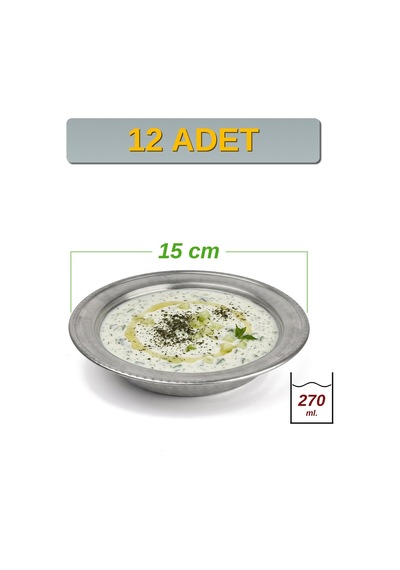 Binbir Trend 15 Cm Yanaklı Krom Çelik Cacık Ve Çorba Kasesi 270 Ml Lokanta, Restoran Ve Ev Tipi Kase -kase1511 12 Adet