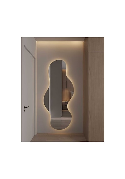 Mars Boy Aynası Ledli, Asimetrik Ayna, Boy Aynası, Ledli Ayna, Duvar Aynası, Günışığı Led 180 X 80 Gümüş