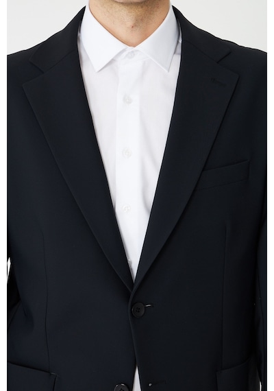 Siyah Modern Slim Fit Düz Kumaş Klasik Kesim Takım Elbise Siyah