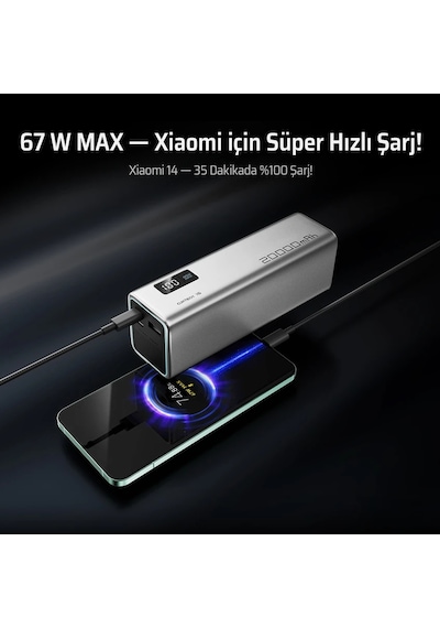 Cuktech 15 Se Powerbank 20000 Mah 85 W Pd3.1 Hızlı Şarj 3 Port LED Ekranlı Taşınabilir Şarj Cihazı