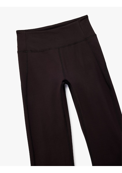 Koton Yüksek Bel İspanyol Paça Slim Fit Tayt Siyah 6wak40154nk Siyah