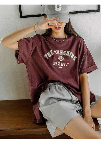 Flood Of Style Kadın Kahverengi The Sun Shıne Bisiklet Yaka Tshirt