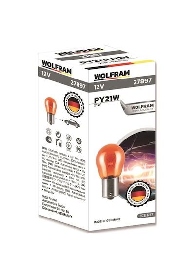 WOLFRAM AMPUL 12V 21W 93 YAN TIRNAK SARI 10 ADET