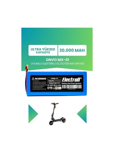 Onvo Mx-01 Uyumlu Batarya Ultra Yüksek Kapasite 48v 20.000mah Elektrikli Scooter Bataryası Çok Renkli