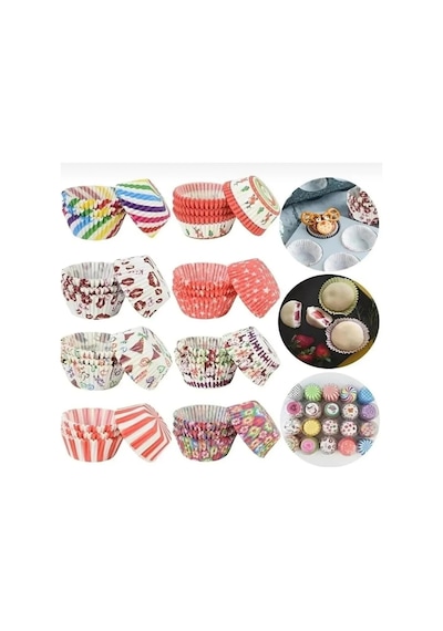 Safestore Renkli Kağıt Muffin Kek Kalıpları, 100 Adet Diğer