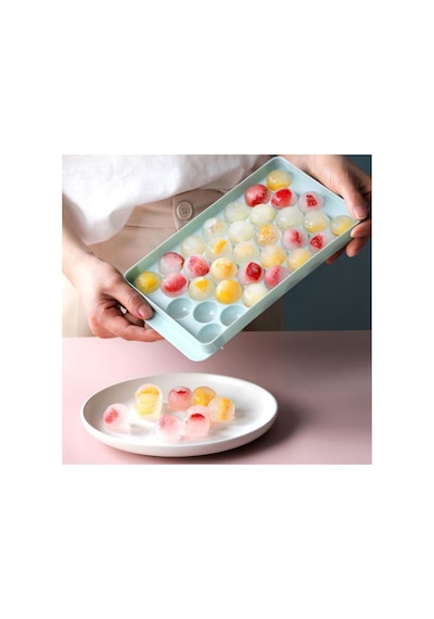 Büyük Küre Buz Kalıbı Kapaklı 33 Hazneli Yuvarlak Misket Buz Kalıbı 24,5x14,5x3 Cm Diğer