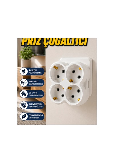 4 Çıkışlı Duvar Tipi Kablosuz Priz Çoğaltıcı Adaptör Diğer