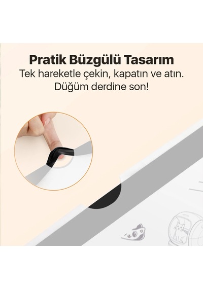Ubpet Atık Torbası - Akıllı Kedi Tuvaletleri İle Uyumlu Mösta Kokulu & Büzgülü Atık Torbası Beyaz