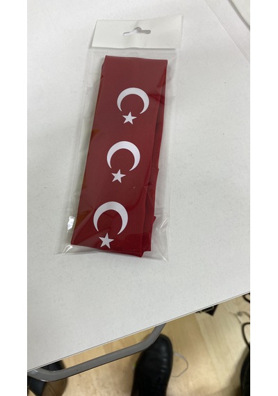 Ay Yıldız Motifli Saç Bantı-kırmızı