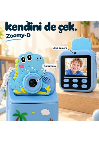 ZOOMY-D Dinozor Figürlü Anında Baskılı Çocuk Kamerası-1793