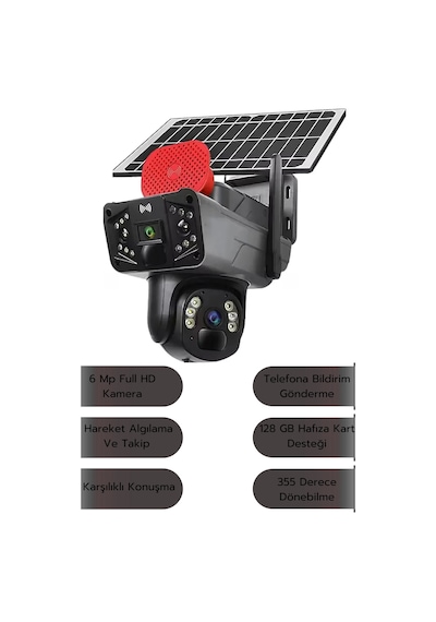 Okam-3915 Siyah 6 Mp 4g Solar Dual Lens Alert Ptz Kamera