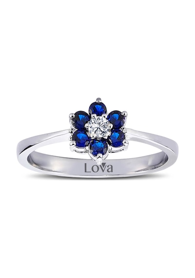 Lova Pırlantalı Safir Papatya Yüzük - 1020246