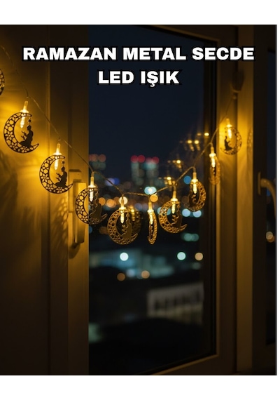 Dekoratif Ramazan Ay Işığı Secde Eden Adam Figürlü Altın