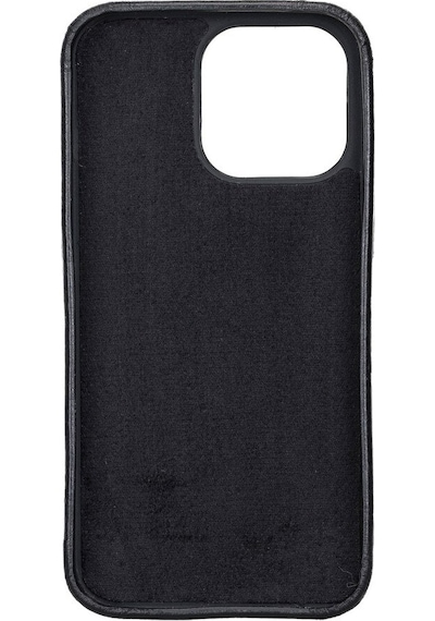 Apple Uyumlu iPhone 13 Pro Deri Arka Kapak Rock Rst1 Siyah