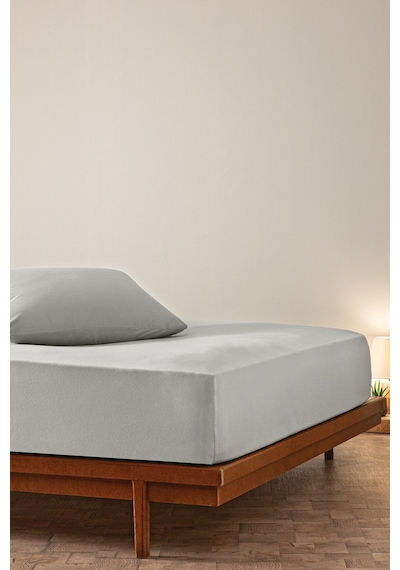 Puffy Feel Çift Kişilik Penye Lastikli Çarşaf - Gri - 160x200 Cm