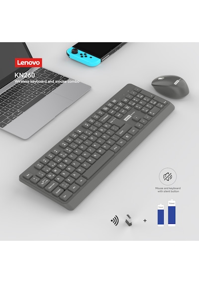 Kn260 Kablosuz Klavye Mouse Set Sessiz Siyah 870042257 Optik