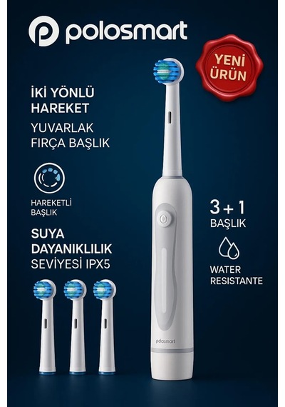 Ticimark Pbs-903 Pilli Diş Fırçası 3+1 Başlık Ipx5 Orta Sertlik-iki