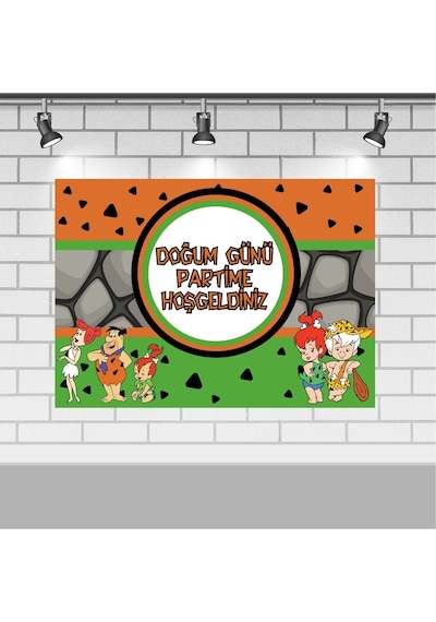 Taş Devri Çakıl Doğum Günü 70X100 Cm Taş Devri Doğum Günü Konse