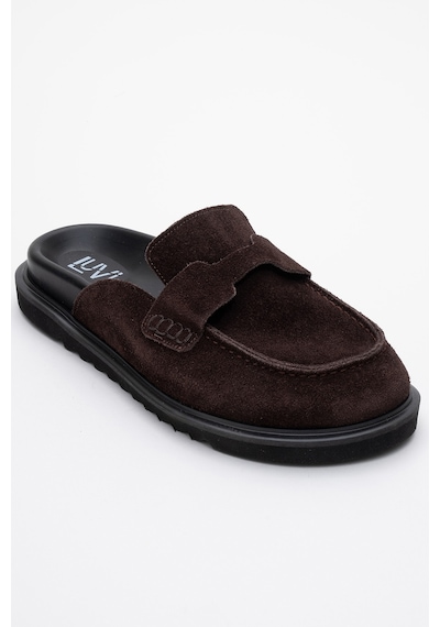 Luvishoes Brısa Kahverengi Süet Hakiki Deri Kadın Terlik Kahverengi