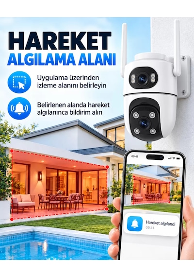 İcsee Set 8 Kameralı 4 Sabit+4 Hareketli Akıllı Güvenlik Kamera Seti 64gb Hafıza Kartlı
