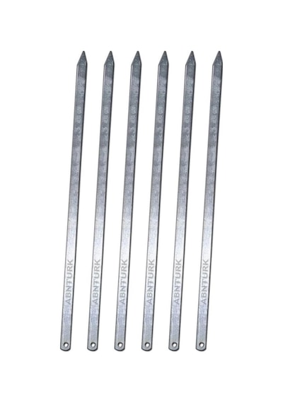6 Adet Tavuk Kanat Kebap Şişi 60x7cm Barbekü Mangal Şiş Set Metal Üzeri Paslanmaz Galveniz Kaplı