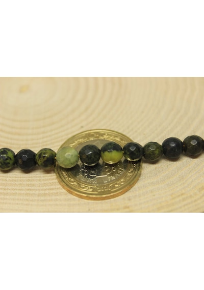 Peridot (Zebercet) Taşı Koyu Renk Faset Kesim Yarım Dizi 6 MM (23160) 18 CM Kırmızı