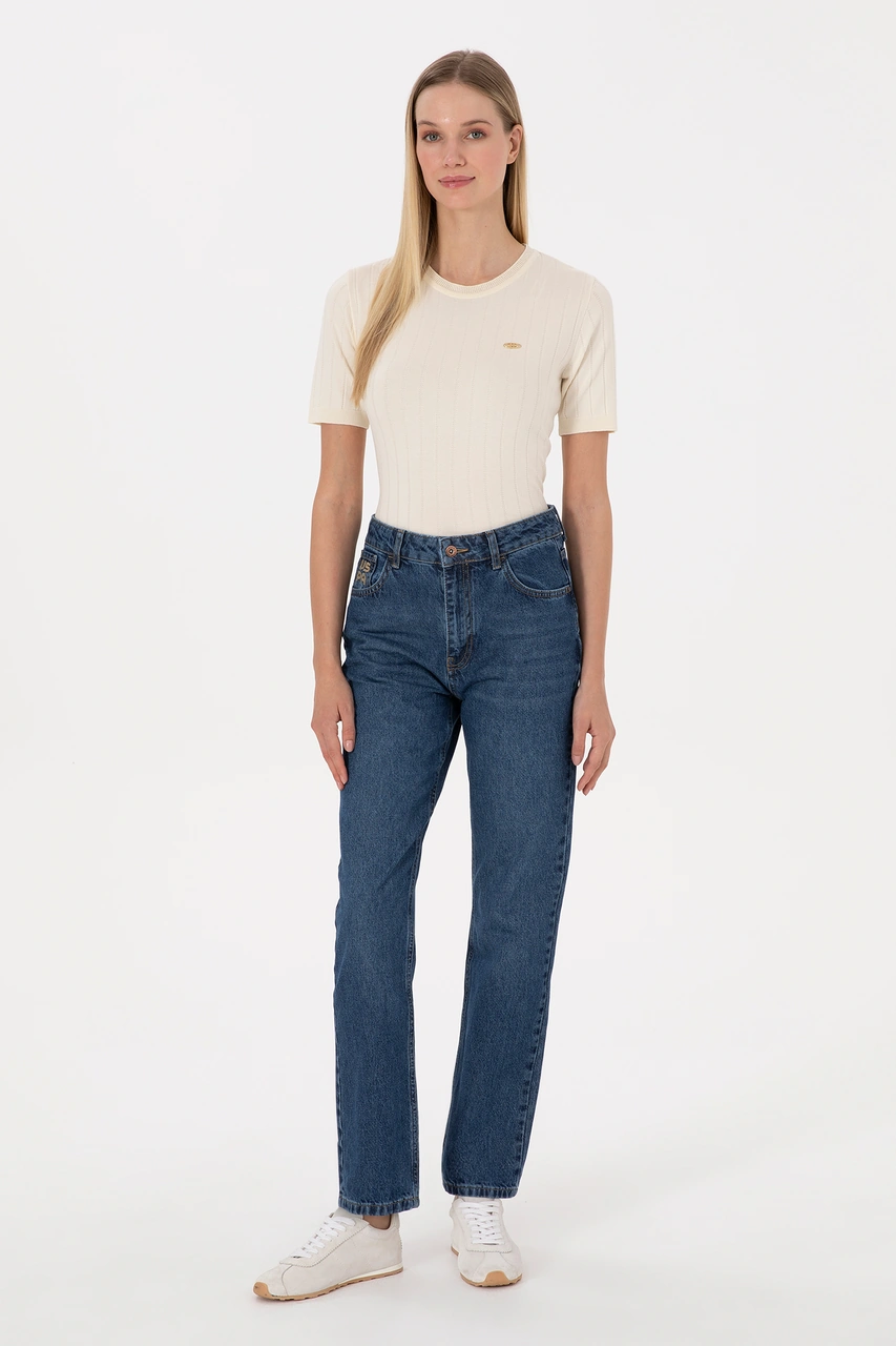 U.S. Polo Assn. Kadın Mavi Jean Straight Fit Pantolon 50316592-DN0022