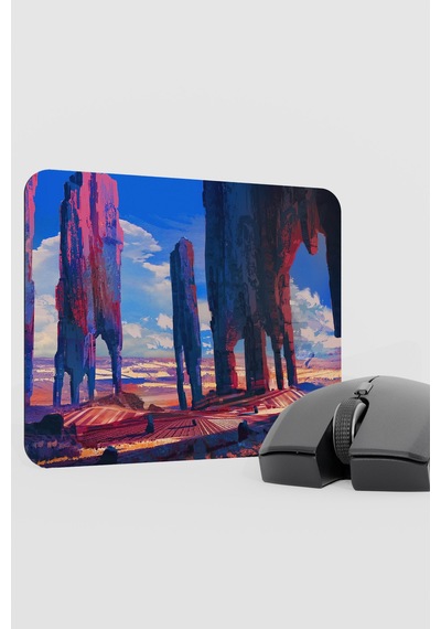 Dijital Çölde Sütunlar V3 22x18 Gaming Kauçuk Kaymaz Taban Mouse Pad Fare Altlığı
