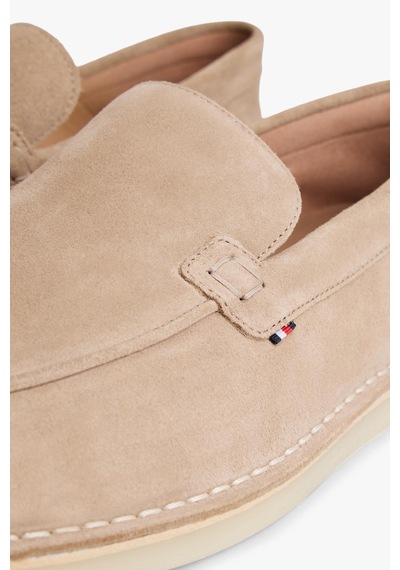 Tommy Hilfiger Erkek Dikişli Bej Süet Loafer-13418 Bej