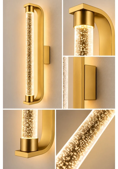 Premıum Modern Gold Led Duvar Apliği 3 Renk Dekoratif Duvar Aydınlatması 8w 45 Cm