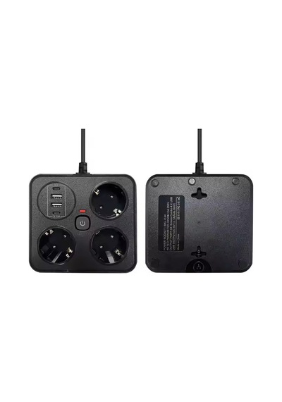 La Boom Akım Korumalı Anahtarlı Priz - 3x Priz - 2x Usb - 2x Type-c - 2 Mt Kablo Hızlı Şarj Özellikli Siyah