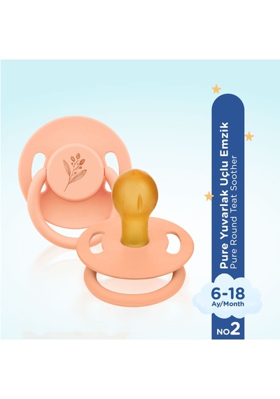 Wee Baby Pure Yuvarlak Uçlu Kauçuk Emzik No:2 Somon 6-18 Ay