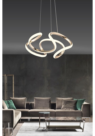 Ld 016 Topsuz Model Gold 3 Renkli Salon Ve Oturma Odası İçin İdeal Alüminyum Avize, 35x70 Gold