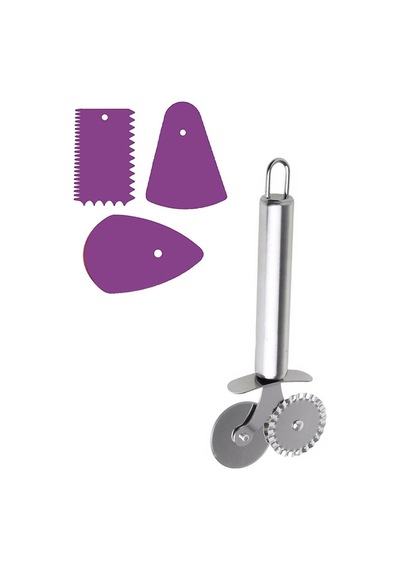 4'lü Set Hamur Kazıyıcı Spatula Pasta Dekorasyon Seti, Pizza Hamur Kesici Ahşap Kahverengi Diğer