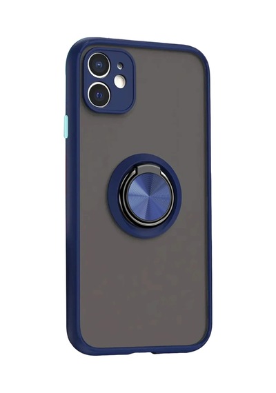 Newface - 18 - İphone 11 Kılıf Montreal Yüzüklü Silikon Kapak - Edntrend - - Lacivert
