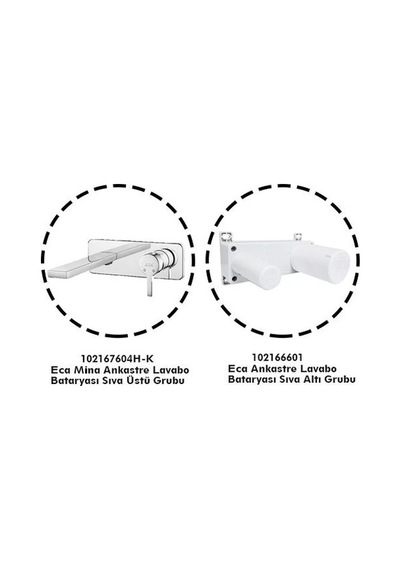 Eca Mina Ankastre Lavabo Bataryası Set Tek Rozet 102167604H-K+102166601